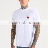 MGOO Latest Blank Organic Cotton T Shirts Mens White Fitness T Shirt Embroidered With Flora thumbnail-3