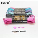 Banded Paper Wrapper Hot Pink Waxed Cotton Shoe Laces Tips Wax Shoestrings Manufacturer for Sneakers Casual Shoes thumbnail-1