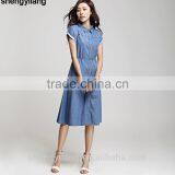 Elegant Short Sleeve Denim Jeans Dress/women Casual Dress thumbnail-2