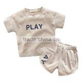 Wholesales Summer Cotton Short Sleeve Kids t Shirt With Pants Set thumbnail-2