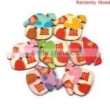 Wood Sewing Buttons Scrapbooking 2 Holes House At Random Mushroom Pattern thumbnail-3