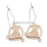 New Arrival Wood Cut Happy Easter Rabbit Wooden Tag Embellishment With String thumbnail-3