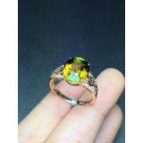 Neffly Jewelry Natural Tourmaline 18 k Gold Ring Set With Diamonds. thumbnail-2
