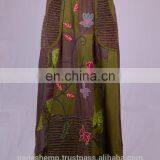 Stylish Razor Cut Embroidered Floral Patches & Print Maxi Wrap Around Summer Skirt HHCS 138 A