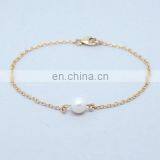 Beautiful Bridesmaid Jewelry Wholesale 14K Gold Plating White Single Pearl Bracelet