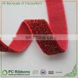 Cheap red PC 5/8" glitter elastic ribbons