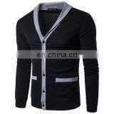 Custom Plain Varsity Longline Neckband Cardigan Knit For Men Fashion Acrylic Sweater thumbnail-1
