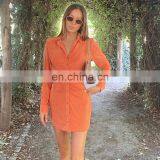 LAITE D2192 Autumn&winter New Arrivals Long Sleeve Single Button Mini Sexy Dresses Women Fashion Casual Dresses thumbnail-6