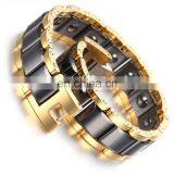 Gold Tungsten And Ceramics Carbide Magnetic Therapy Link Bracelet for Arthritis Pain Relief thumbnail-5
