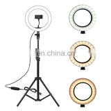 10" led ring light mobile phone camera Video photography tripod stand with selfie ring light