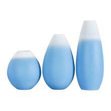 Chinese Simple Hand Made Frost White Blue Ceramic Flower Vase For Hallway Decor thumbnail-5