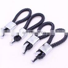 Customized Logo Braided Rope Leather Zinc Alloy Metal Styling Car Key Auto Keychains thumbnail-1