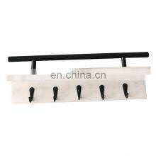 Wall Mounted White Wooden Key Holder With 5 Small Key Hooks