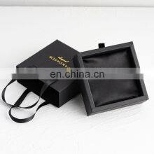PandaSew Custom Logo Printed Luxury Sliding Handle Black Paper Cardboard Gift Packaging Bracelet Drawer Jewelry Box thumbnail-2