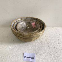 Decorative Natural Cattail Storage Basket With Good Quality For Fruit And Plant thumbnail-1