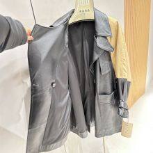 Genuine Leather Jacket Sheepskin Splicing Fabric 2024 Autumn New Jacket Women's Fashion Trendy Windbreaker Mid-length thumbnail-2