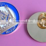 Round Circle Gold Compass Raised Logo Masonic Mason Badge Enamel Pins