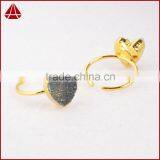 Gold Plated Natural Rainbow Heart Druzy Agate Stone Adjustable Knuckle Ring thumbnail-3