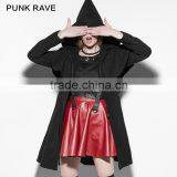 PY-160 Lolita Black Skinny Zipper Woman CLoak Style Coats With Hooded thumbnail-1