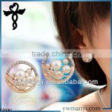 2014 new fashion ladies stud designs k gold baskets gemstone pearl earrings in zinc alloy jewelry E00081                        
                                                Quality Choice