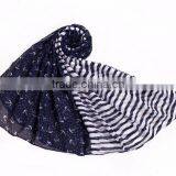 >> Women Striped Scarf Anchor Printing Fashionable Scarf/ thumbnail-3
