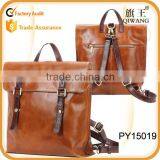 Hign Quality Unisex Oil Wax Vintage Genuine Leather Backpack