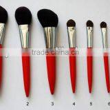 Wholesale 7 Pieces Makeup Brush Set With Red Handle Black Hair
