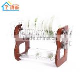 2 Tiers Wooden Kitchen Dish Rack with latest design