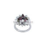 925 Sterling Silver Pearl & Garnet Gemstone Cluster Ring Jewelry thumbnail-1
