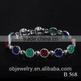 2015 Brass Jewelry Colorful Glass Chain Bracelet thumbnail-2