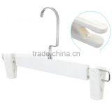 Square Hook White Plastic Skirt/Pant Hanger With Adjustable Clips thumbnail-5