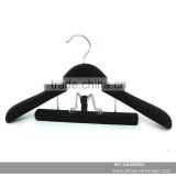 The HEAD black wooden suit hanger ,round head top,clamp rubber soft matt paint,275*28*22mm clamp
