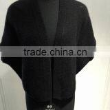 15JT013 Ladies Big Gage Knitted 100% Cashmere Batwing Sleeveless Cardigan
