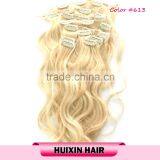 Blonde Cambodian Human Hair Wavy Clip In Hair Extension thumbnail-3
