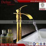 Kaiping Supplier Gold Plated Bathroom Faucet , Gold Waterfall Basin Tap