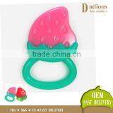 Hot Selling Soft Strawberry Shape 100% Food Grade Silicone Baby Teethers