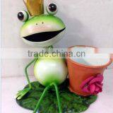 Garden Decoration Sitting Frog Metal Frog Garden Art Metal Garden Decoration Gerden Decor Stakes Metal Frog With Frlower Pot thumbnail-6