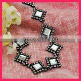 Wedding Rhinestone and Pearl Trim Crystal Rhinestone Chain Trim Black Trim WRC-179 thumbnail-1