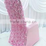 3D Baby Pink Rosette Flower Back Spandex Lycra Chair Cover thumbnail-2