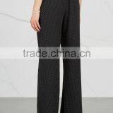 Wholesale Women Apparel Polka-dot Print Belt Loops Waist Tie Black Silk Trousers(DQE0364P) thumbnail-2