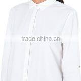Wholesale Women Oversized Collar Long Sleeves Buttoned Cuffs Curved Hem Cotton Shirt(DQE0196T) thumbnail-4