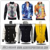 Custom made bulk high quality men's winter bomber jacket with baseball varsity jacket wholesale