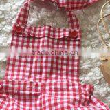 New Arrival Red Plaid Organic Cotton Seersucker Bubble Plain Romper Baby Clothes thumbnail-3