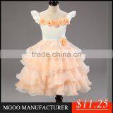 MGOO Latest Design Stocklot Pretty Girl Pageant Dresses Kids Champage Flowers Toast Embroidery Dress MGT005-3 thumbnail-1