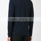 Soft Dark Navy Blue Thermal Cotton Long Sleeve Polo Shirt on Sale thumbnail-3