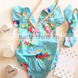 Blue Flowers Backless Summer Toddler Clothes Romper Sun-protection Bodysuit thumbnail-4