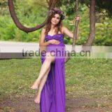 Wholesale Maternity Clothing In Purple Split Chiffon Lace Maternity Gown Dress Maternity Photo Props thumbnail-3