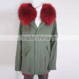 Myfur Newest Factory Price Cotton Army Green Fur Parka Jacket With Real Fox Fur Lining thumbnail-2