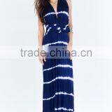 Fashion Cross Halter Tye Die Women Maxi Dress Floor Lenght Long Dresses thumbnail-2