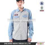 2016 Customized Cotton Uniform Long Sleeve Denim Dress Shirt for Men thumbnail-1